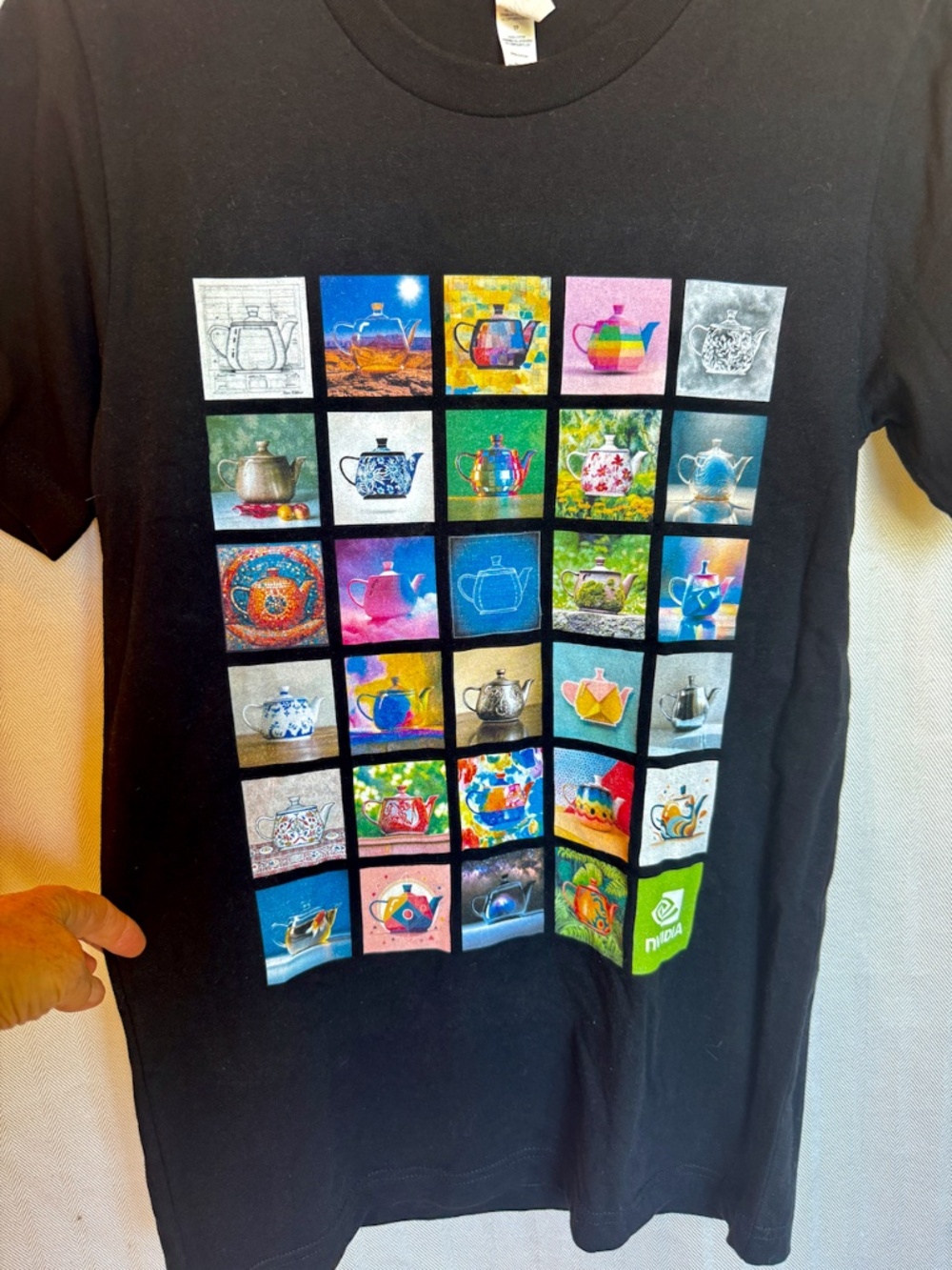 NVIDIA Promotional Graphic T Shirt Utah Teapot Grid Mosaic